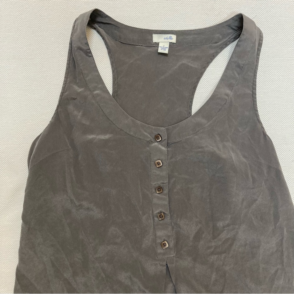 Anthropologie Gray 100% Silk Tank